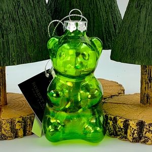 Green Gummy Bear Glass Hanging Ornament Cute Candy Christmas Ornament